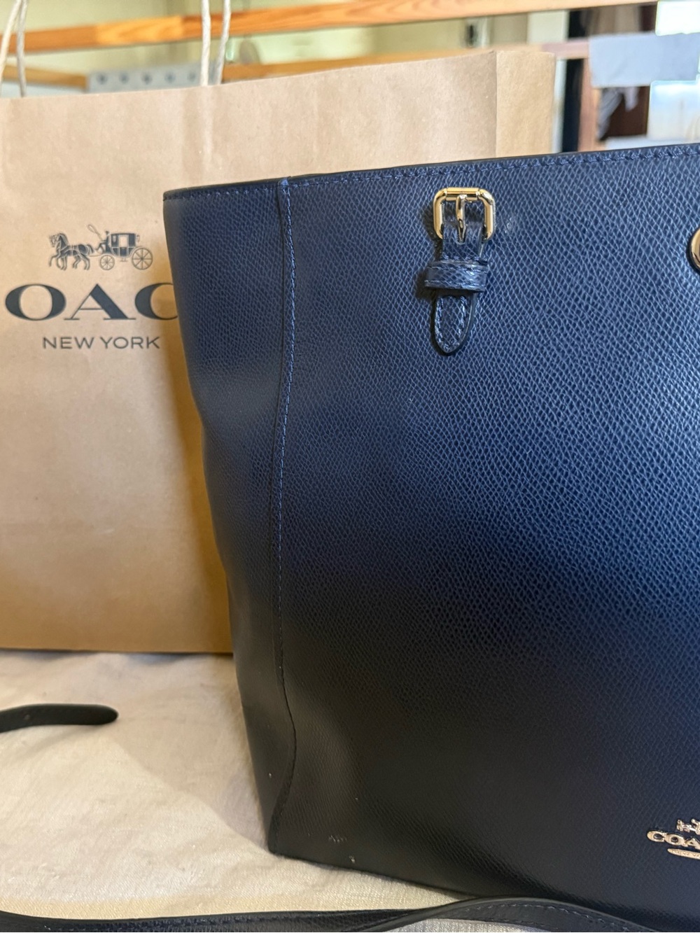 Coach Navy blue Leather Tote Bag